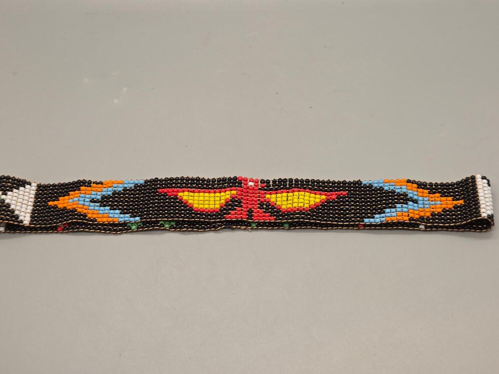 Vintage Native American Cherokee Beaded Thunderbird 19" Head/Hat Band RARE